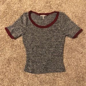 Charlotte Russe Gray Short Sleeve Cropped T-shirt
